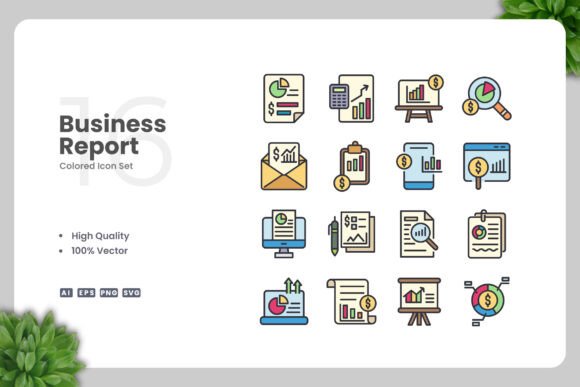 A Designer's Practical Review: Business Report Color Icons