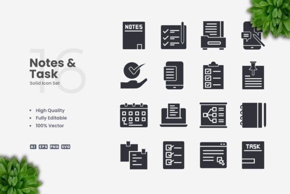 A Designer's Review of Notes and Tasks Solid Icons for Client Projects