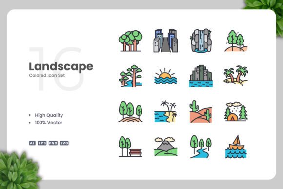 A Designer’s Review of the Landscape Color Icons Graphics Set