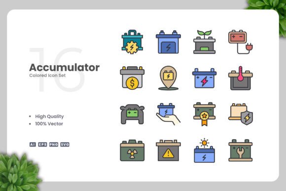 Accumulator Color Icons: A Clean Design for Craft Projects
