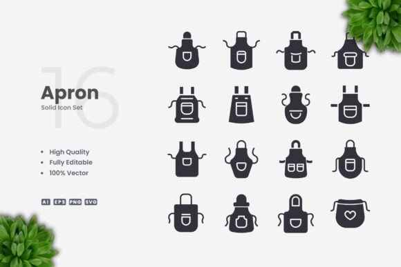 Apron Solid Icons: Clean Graphics and Icons for Crafting
