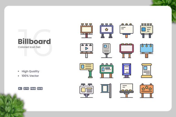 Billboard Color Icons for Professional Graphics and Brand Identity