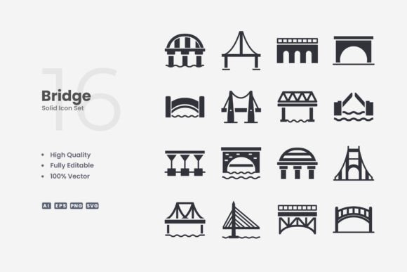 Bridge Solid Icons: Graphics & Icons for Local Brands