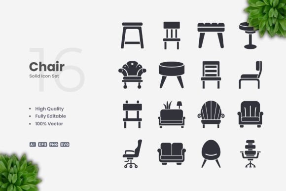 Chair Solid Icons: A Versatile Graphics Tool for Crafters