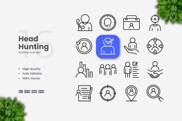 Head Hunting Icons: Clean Graphics & Icons for Branding