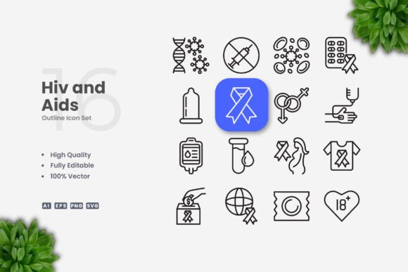 HIV Aids Icons: Clean Icon Graphics for Sellers
