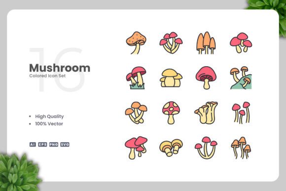 Mushroom Color Icons: Graphics for the Handmade Creator