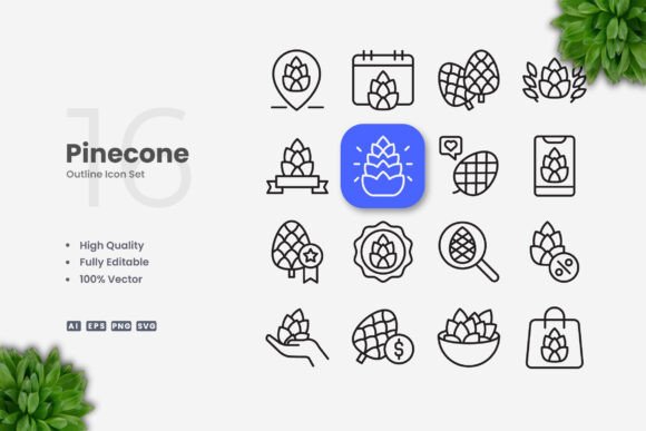 Pinecone Icons: Versatile Graphics for Brand Design