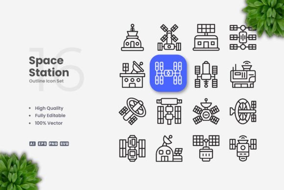 Space Station Icons: Clean Icons & Graphics for Publishers